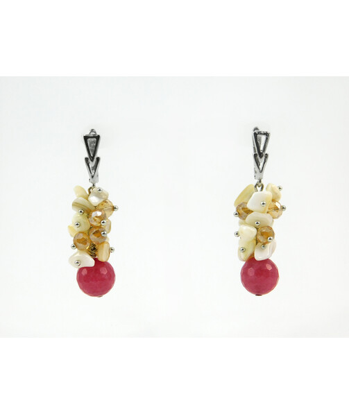 Exclusive earrings "Isidore" Quartz facet, Mother-of-pearl crumb