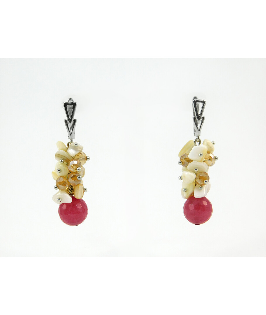 Exclusive earrings "Isidore" Quartz facet, Mother-of-pearl crumb