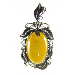 Pendant made of natural amber, silver
