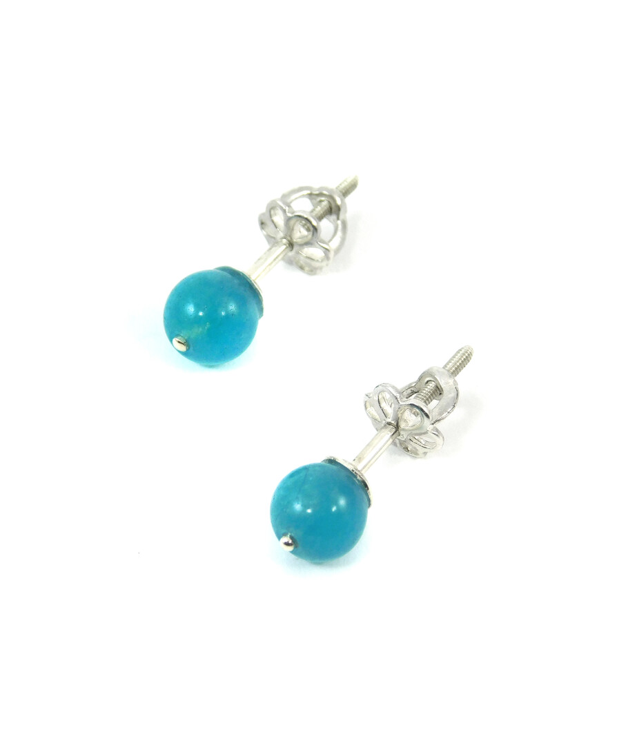 Silver stud earrings Aquamarine