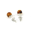 Silver stud earrings Amber resin