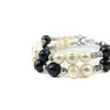 Exclusive bracelet &quot;California&quot; Pearls black, white, 2 rows