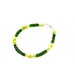 Ekskluzywna bransoletka "Kraina Oz" Zielony wieloszafir, brzoskwiniowe perły rondel, srebro