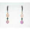 Exclusive earrings &quot;Infinity&quot; multi-faceted quartz, black rice pearls