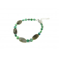 Exclusive bracelet "Tanzania" Labrador tail, Green pearls