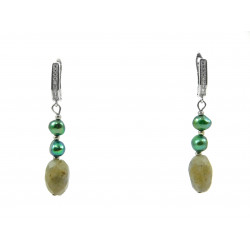 Exclusive earrings "Tanzania" Labrador tail, Green pearls