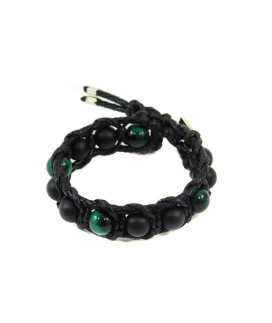 Exclusive leather bracelet "Arrest" Cat's eye green, Shungite