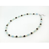 Exclusive necklace &quot;Serpentine&quot; Aquamarine barrel, Pearls, Garnet necklace