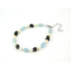 Exclusive bracelet &quot;Serpentine&quot; Aquamarine barrel, Pearls, Garnet tail