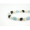 Exclusive bracelet &quot;Serpentine&quot; Aquamarine barrel, Pearls, Garnet tail