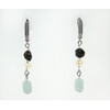 Exclusive earrings &quot;Serpentine&quot; Aquamarine barrel, Pearls, Pomegranate