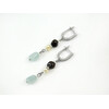 Exclusive earrings &quot;Serpentine&quot; Aquamarine barrel, Pearls, Pomegranate