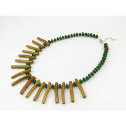 Exclusive necklace "Green branch" Coral branch brown, Jasper rondel
