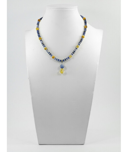 Exclusive necklace "Aidar" Sodalite, rondel, Cat's eye cube, Citrine