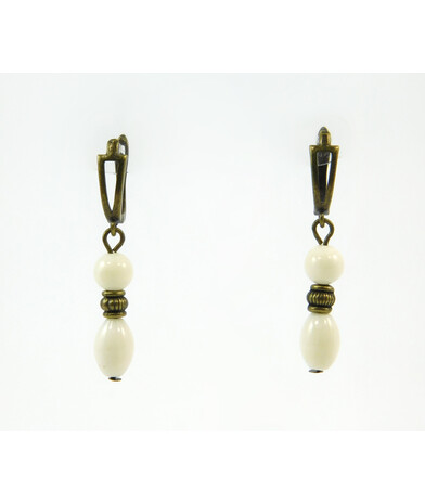 Exclusive earrings "Semyslava" White coral, fig