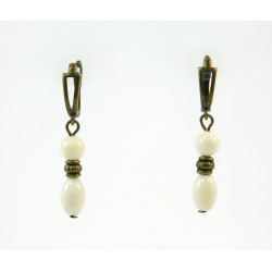 Exclusive earrings "Semyslava" White coral, fig
