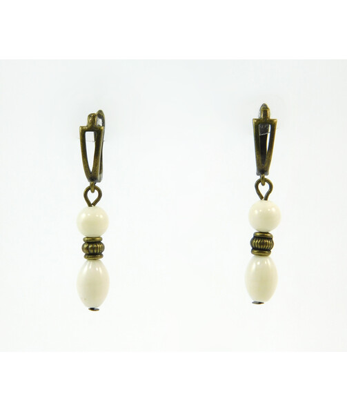 Exclusive earrings "Semyslava" White coral, fig