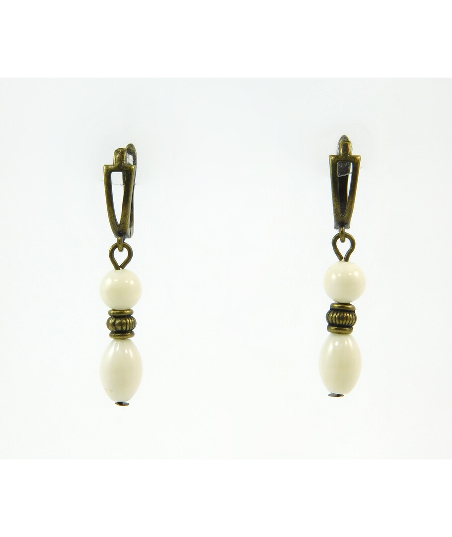 Exclusive earrings "Semyslava" White coral, fig