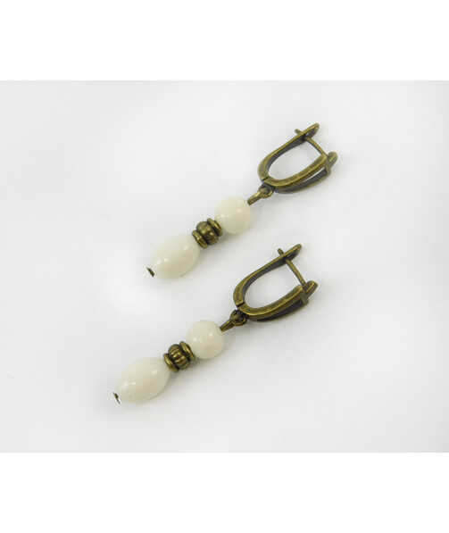 Exclusive earrings "Semyslava" White coral, fig