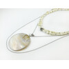 Exclusive necklace &quot;Rain&quot; Mother of pearl, pendant, Coral white rice, 4 rows