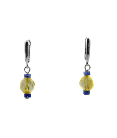 Exclusive earrings "Aidar" Sodalite rondel, Citrine