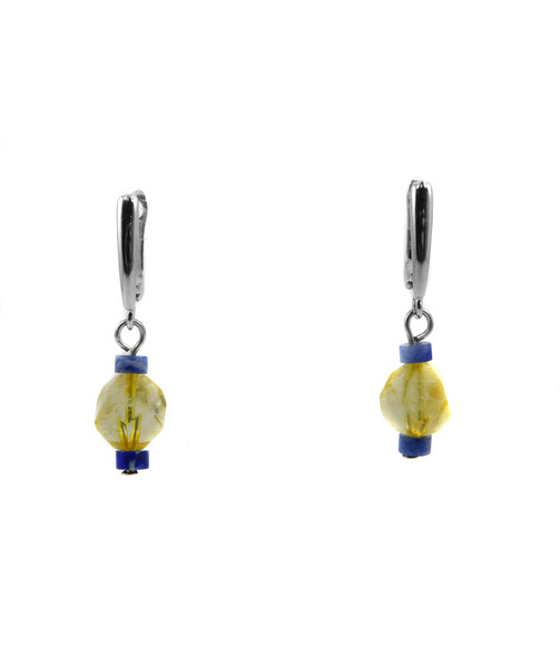 Exclusive earrings "Aidar" Sodalite rondel, Citrine