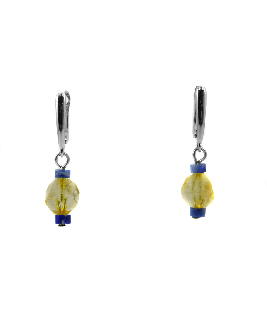 Exclusive earrings "Aidar" Sodalite rondel, Citrine