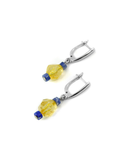 Exclusive earrings "Aidar" Sodalite rondel, Citrine