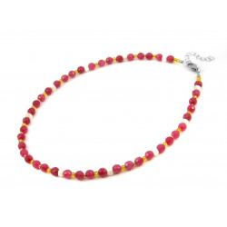 Exclusive necklace "Currant" Quartz facet, Mother-of-pearl rondel, yellow beads