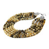 Exclusive necklace &quot;Caramel rows&quot; Mother of pearl, Jasper, 5 rows