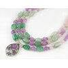 Exclusive necklace &quot;Spring Iris&quot; Quartz, Agate barrel, 3 rows