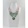 Exclusive necklace &quot;Spring Iris&quot; Quartz, Agate barrel, 3 rows