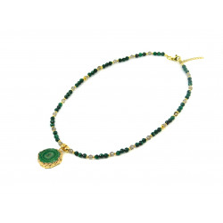Exclusive necklace "Silk" Malachite, Faceted Topaz