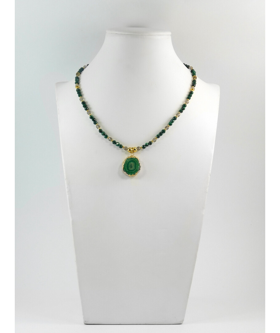 Exclusive necklace "Silk" Malachite, Faceted Topaz