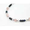 Exclusive necklace &quot;Vita&quot; Rose quartz facet, Black rondel pearls