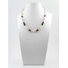 Exclusive necklace &quot;Vita&quot; Rose quartz facet, Black rondel pearls