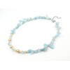 Exclusive necklace &quot;Snyvoda&quot; aquamarine crumb, beige pearls