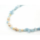 Exclusive necklace "Snyvoda" aquamarine crumb, beige pearls