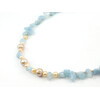 Exclusive necklace &quot;Snyvoda&quot; aquamarine crumb, beige pearls