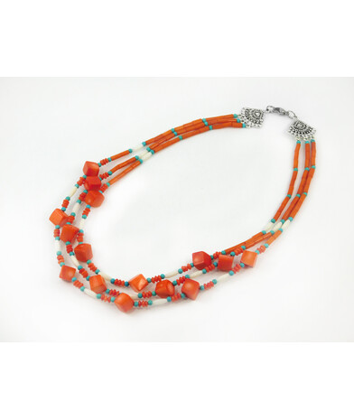 Exclusive necklace "Astral" Coral cube, rondel, tube, rice, Turquoise