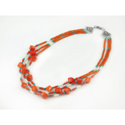 Exclusive necklace "Astral" Coral cube, rondel, tube, rice, Turquoise