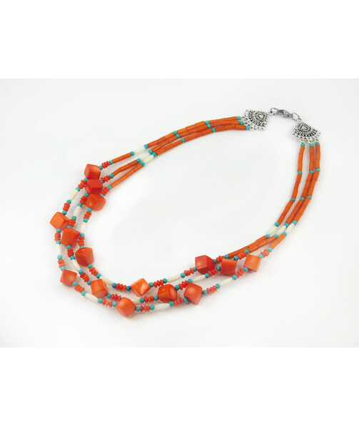 Exclusive necklace "Astral" Coral cube, rondel, tube, rice, Turquoise