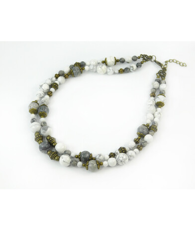 Exclusive necklace "Marble" Kahalong, Jasper, 2 rows