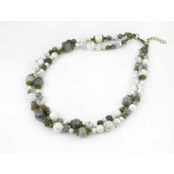 Exclusive necklace "Marble" Kahalong, Jasper, 2 rows