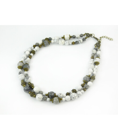 Exclusive necklace "Marble" Kahalong, Jasper, 2 rows