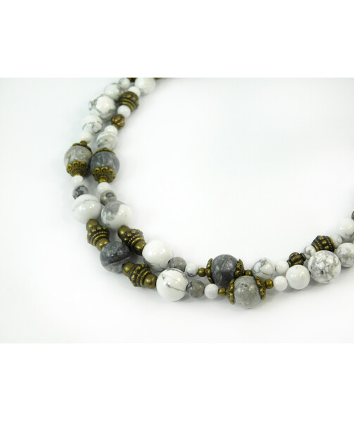 Exclusive necklace "Marble" Kahalong, Jasper, 2 rows