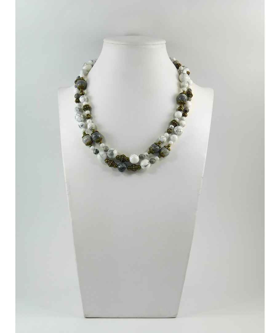 Exclusive necklace "Marble" Kahalong, Jasper, 2 rows