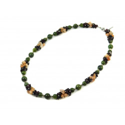 Exclusive necklace "Istanbul" Jadeite, Garnet, Sunstone crumb