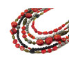 Exclusive necklace &quot;Square&quot; Coral, cut, round, lava, jasper