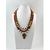 Exclusive necklace &quot;Remark&quot; Pearls, amber, coral rice, rondel, 3 rows